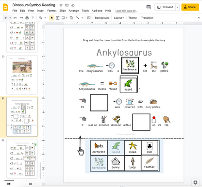 Dinosaurs - Symbol Supported Picture Reading Comprehension