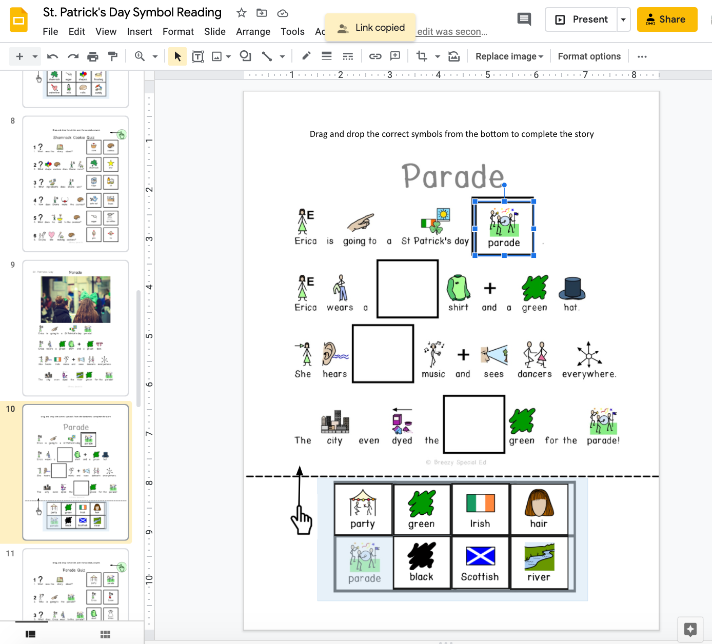St. Patrick's Day - Symbol Supported Picture Reading Comprehension