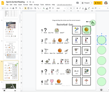 Sports - Symbol Supported Reading Comprehension for Special Ed