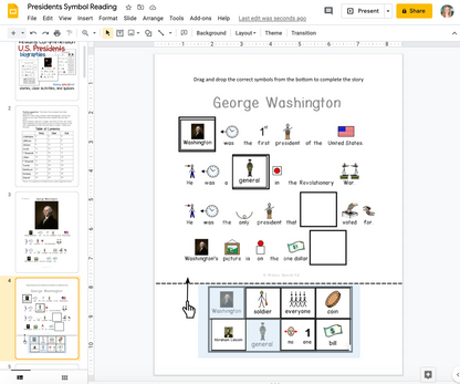 Presidents - Symbol Supported Picture Reading Comprehension for Special Ed