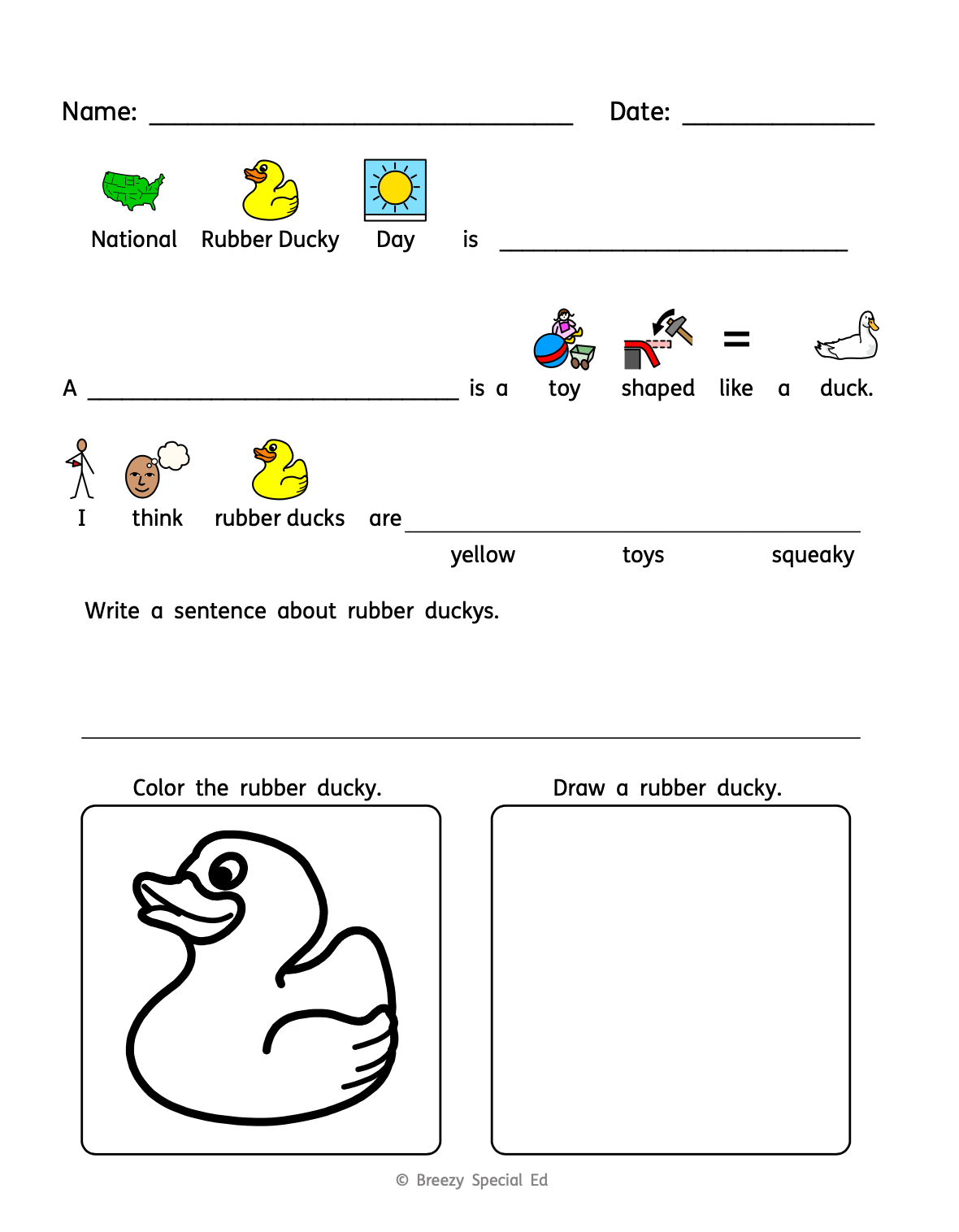 National Days January Differentiated Journals for special education