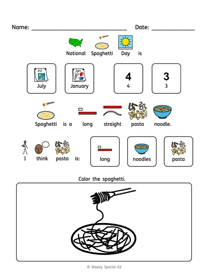 National Days January Differentiated Journals for special education