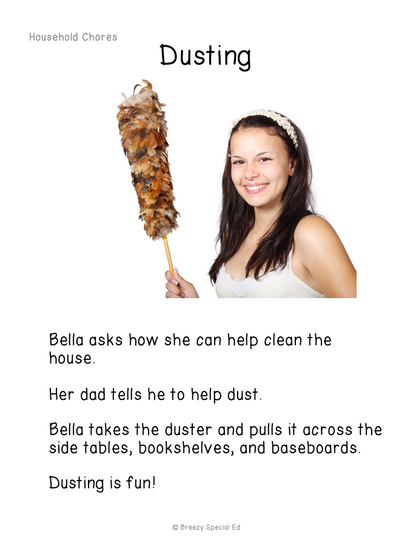 Household Chores - Easy Reading Comprehension for Special Education