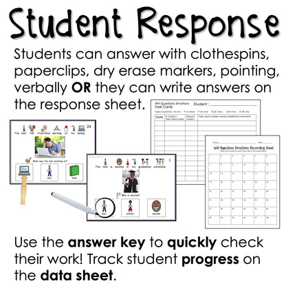 WH Questions Emotions and Feelings task cards for autism and special education