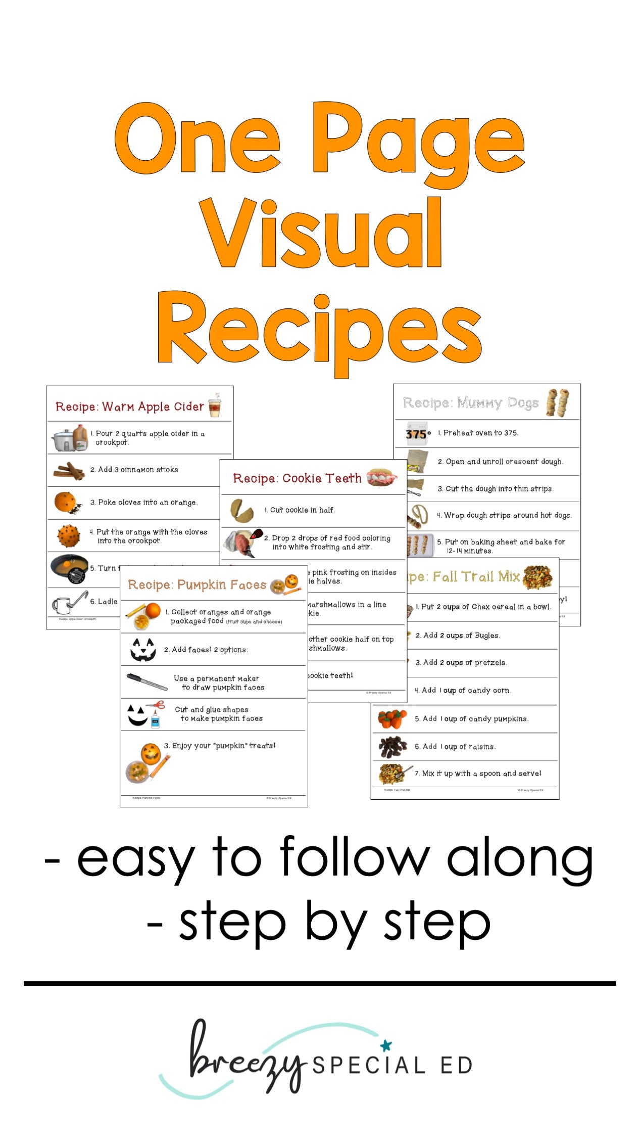 Fall and Halloween Visual Recipes for Special Education