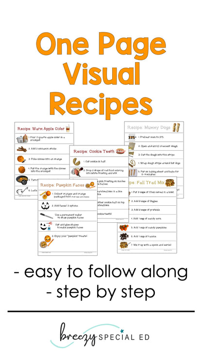Fall and Halloween Visual Recipes for Special Education