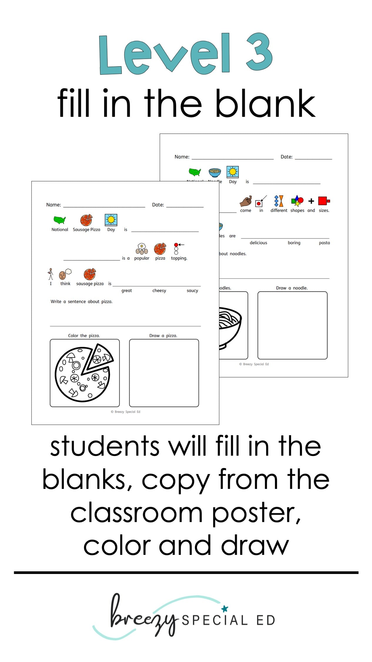 National Days October Differentiated Journals for special education