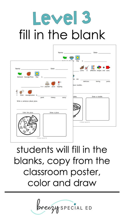 National Days October Differentiated Journals for special education