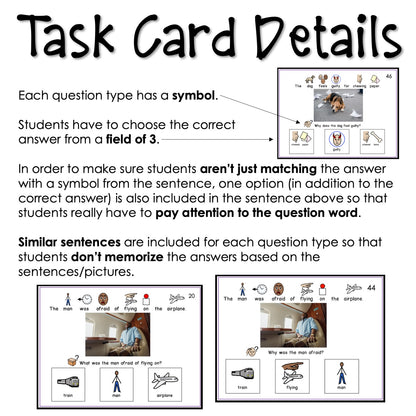WH Questions Emotions and Feelings task cards for autism and special education