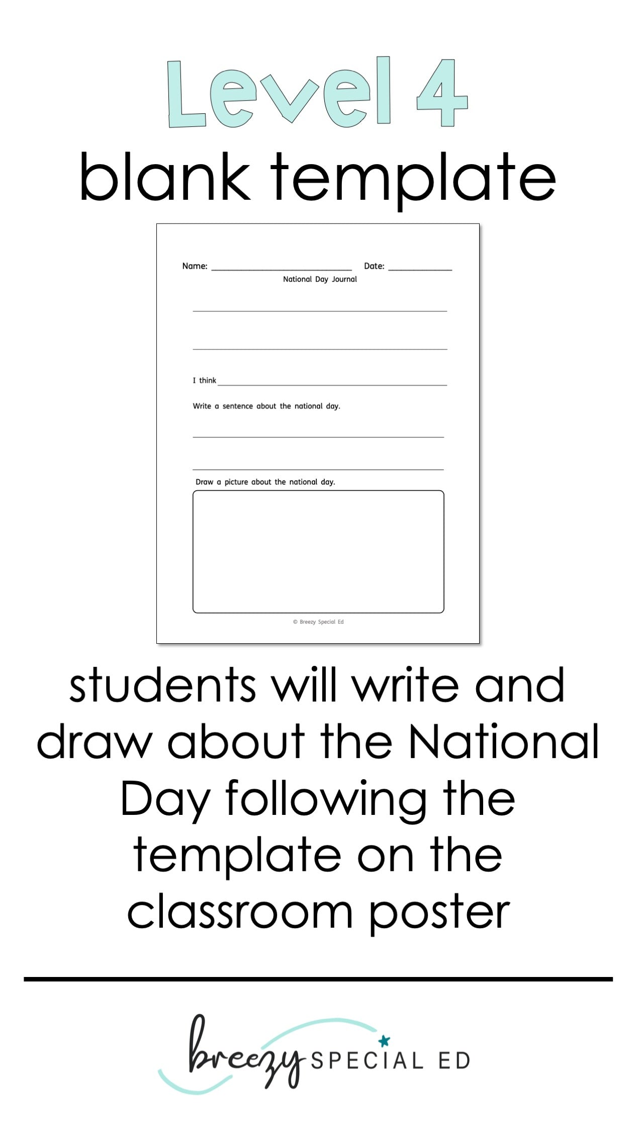National Days October Differentiated Journals for special education