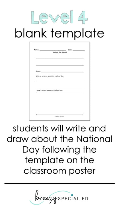 National Days October Differentiated Journals for special education