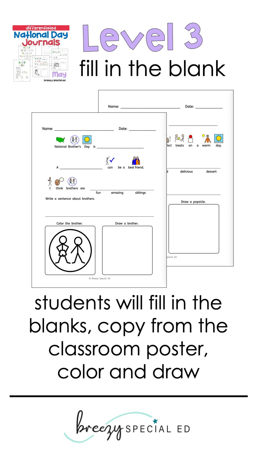National Days May Differentiated Journals for special education