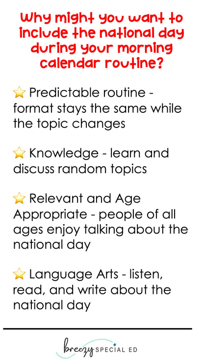 National Days July Differentiated Journals for special education