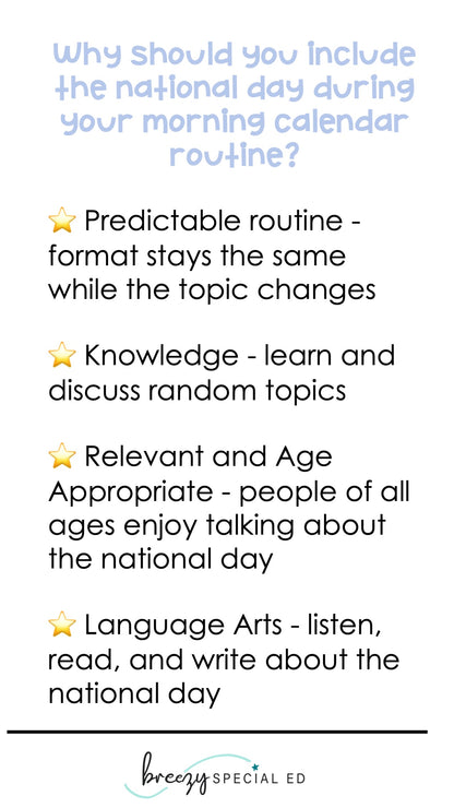 National Days January Differentiated Journals for special education
