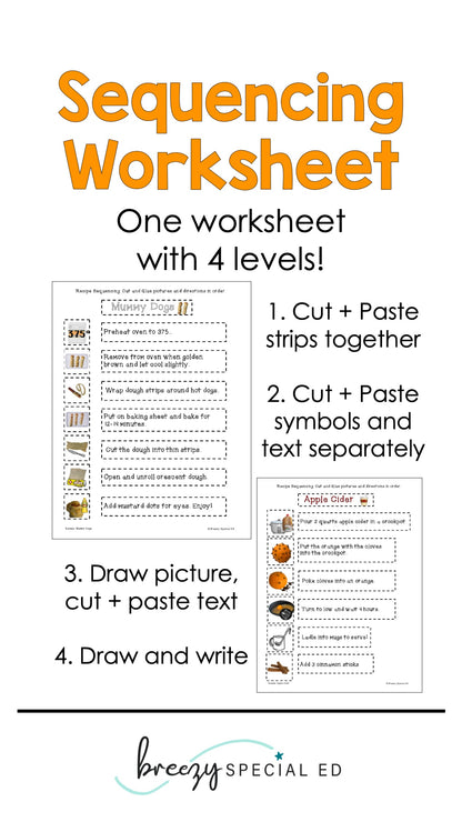 Fall and Halloween Visual Recipes for Special Education