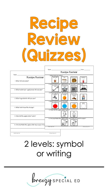 Fall and Halloween Visual Recipes for Special Education