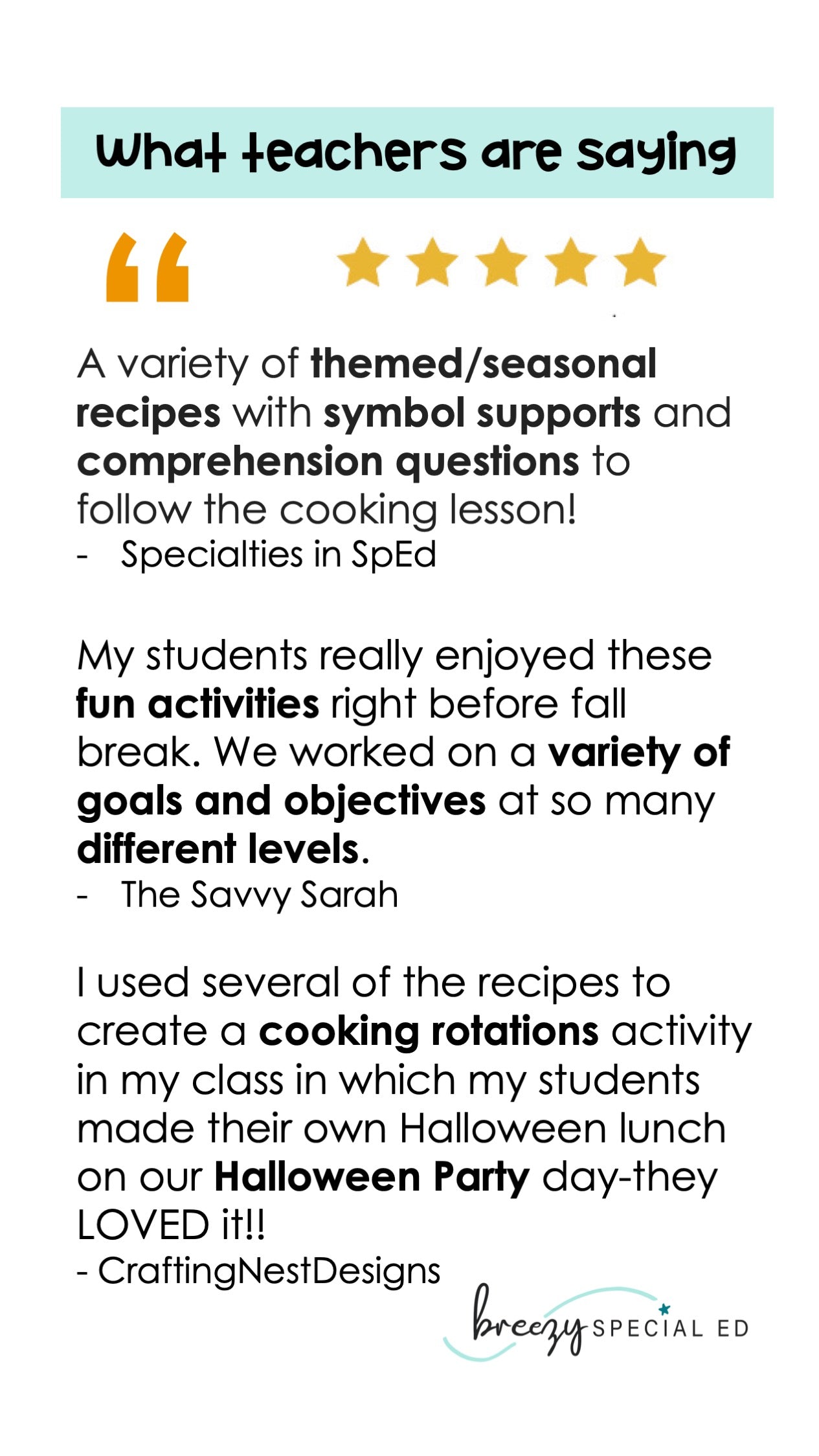 Fall and Halloween Visual Recipes for Special Education