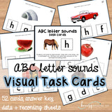ABC initial sounds task cards for autism and special education