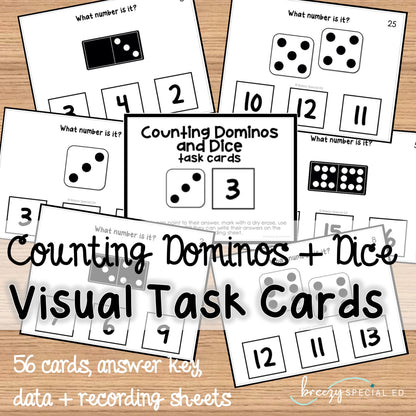 Counting Dominos and Dice task cards for autism and special education