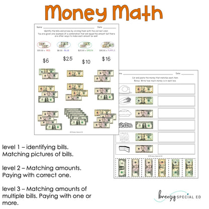 Differentiated Life Skill Math Pack: Thanksgiving (special education)