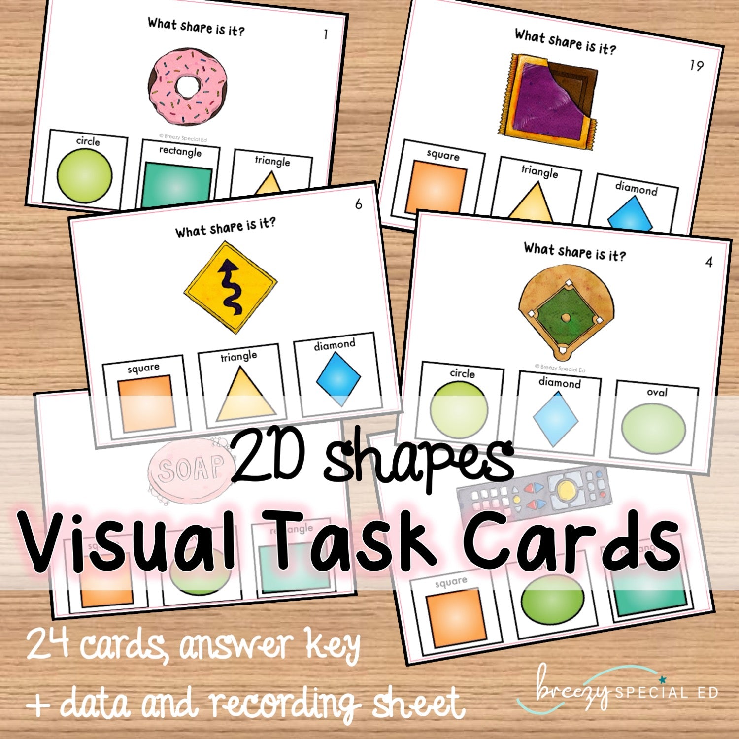 Shape Task Cards (2D) for autism and special education – Breezy Special Ed