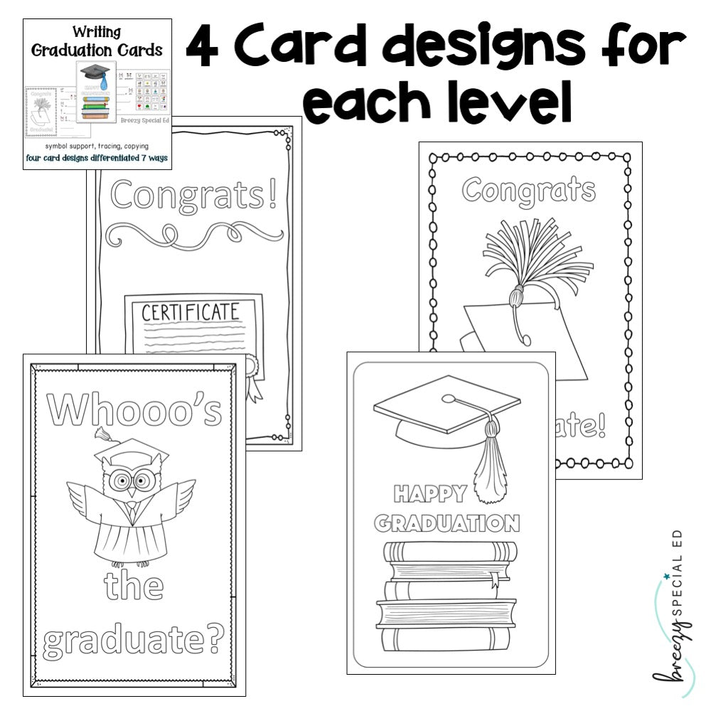 Graduation Cards Differentiated for ALL your Special Education Students