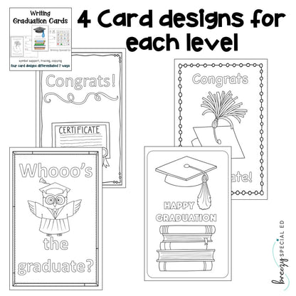 Graduation Cards Differentiated for ALL your Special Education Students
