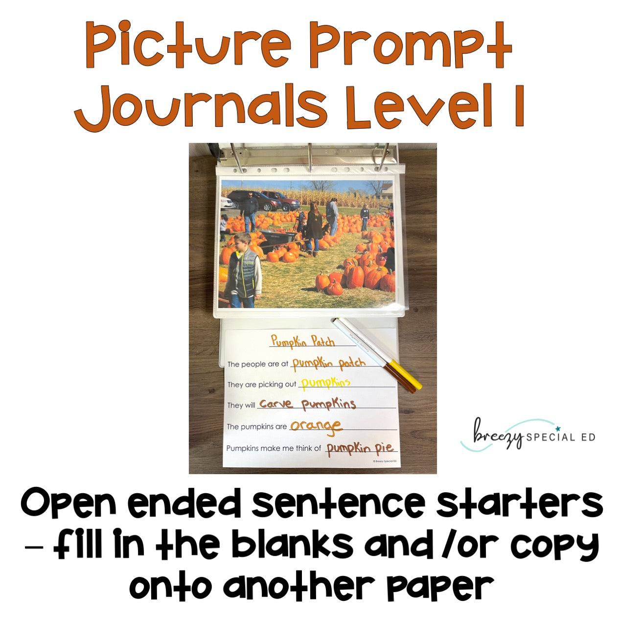 Fall / Autumn / Back to School Picture Journal Prompts {Leveled Writing}