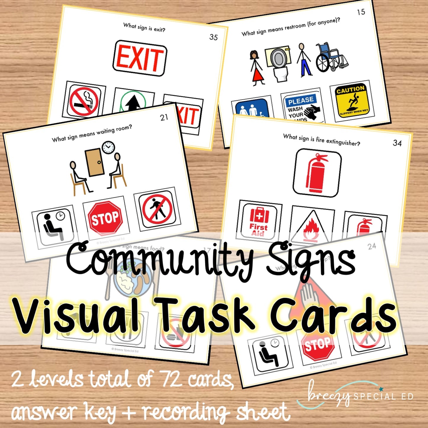 Community Signs - Task Cards for autism and special education