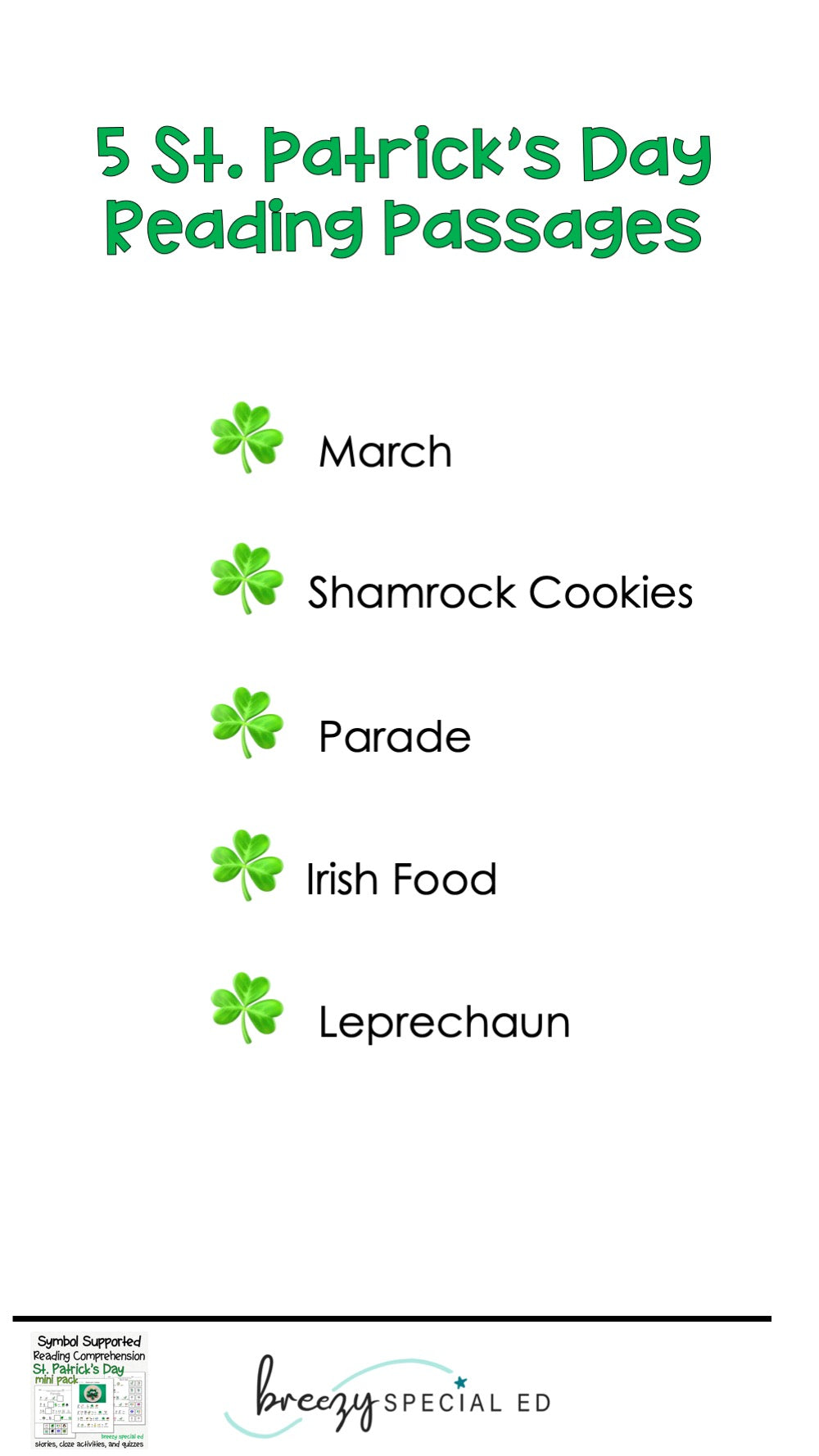 St. Patrick's Day - Symbol Supported Picture Reading Comprehension