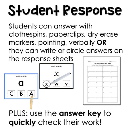 ABC case and font Match task cards for autism and special education