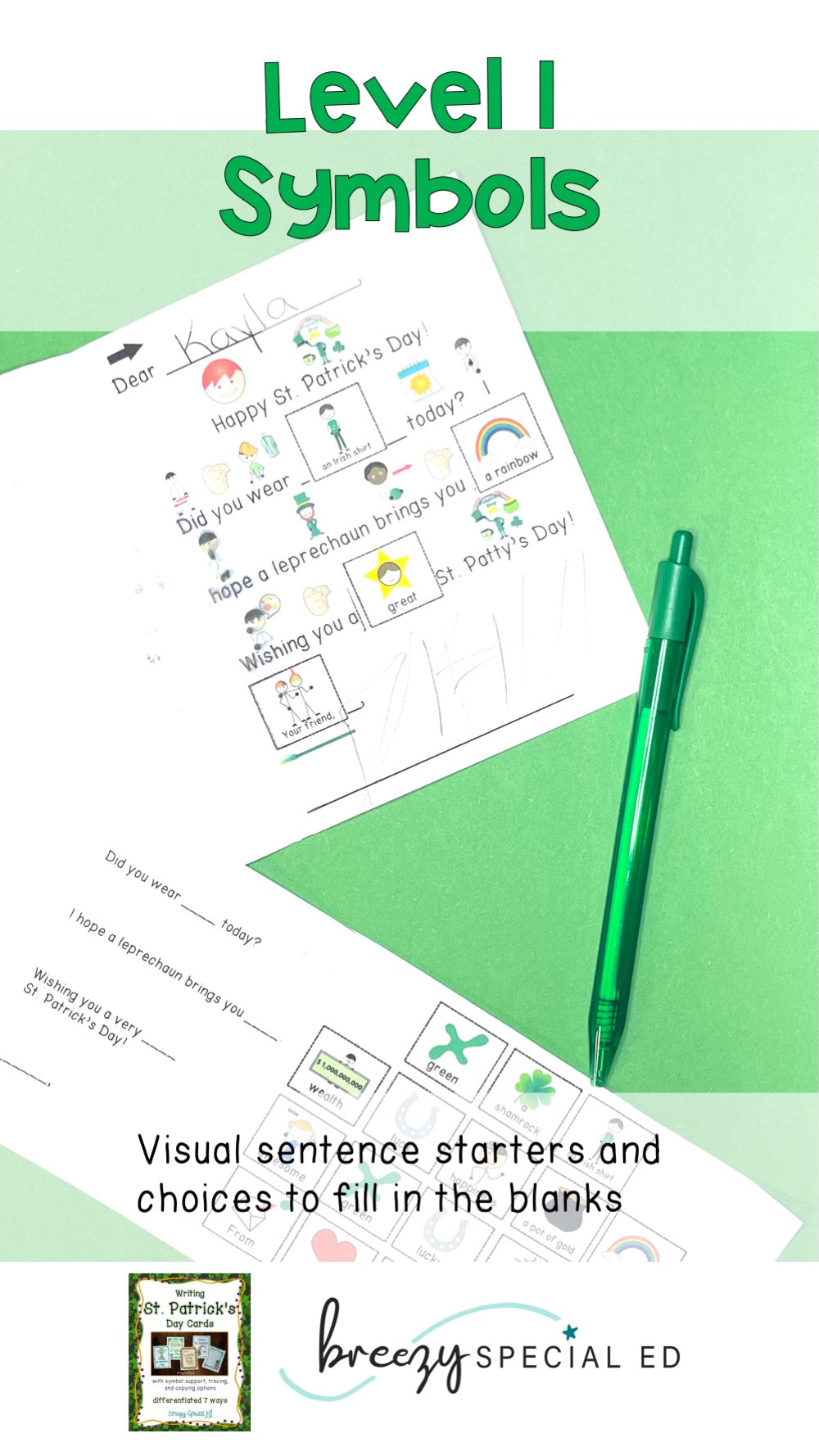 St. Patrick's Day Cards: Differentiated for ALL your Special Education Students
