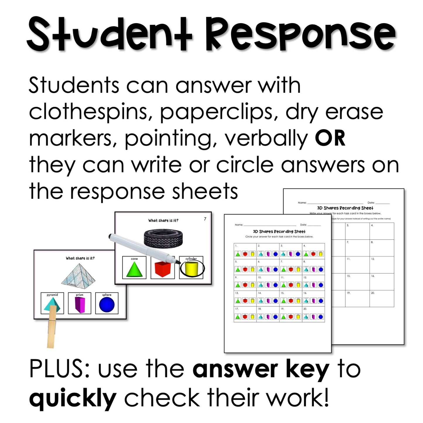 Shape Task Cards (3D) for autism and special education