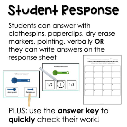 Measuring cups and spoons task cards for autism and special education