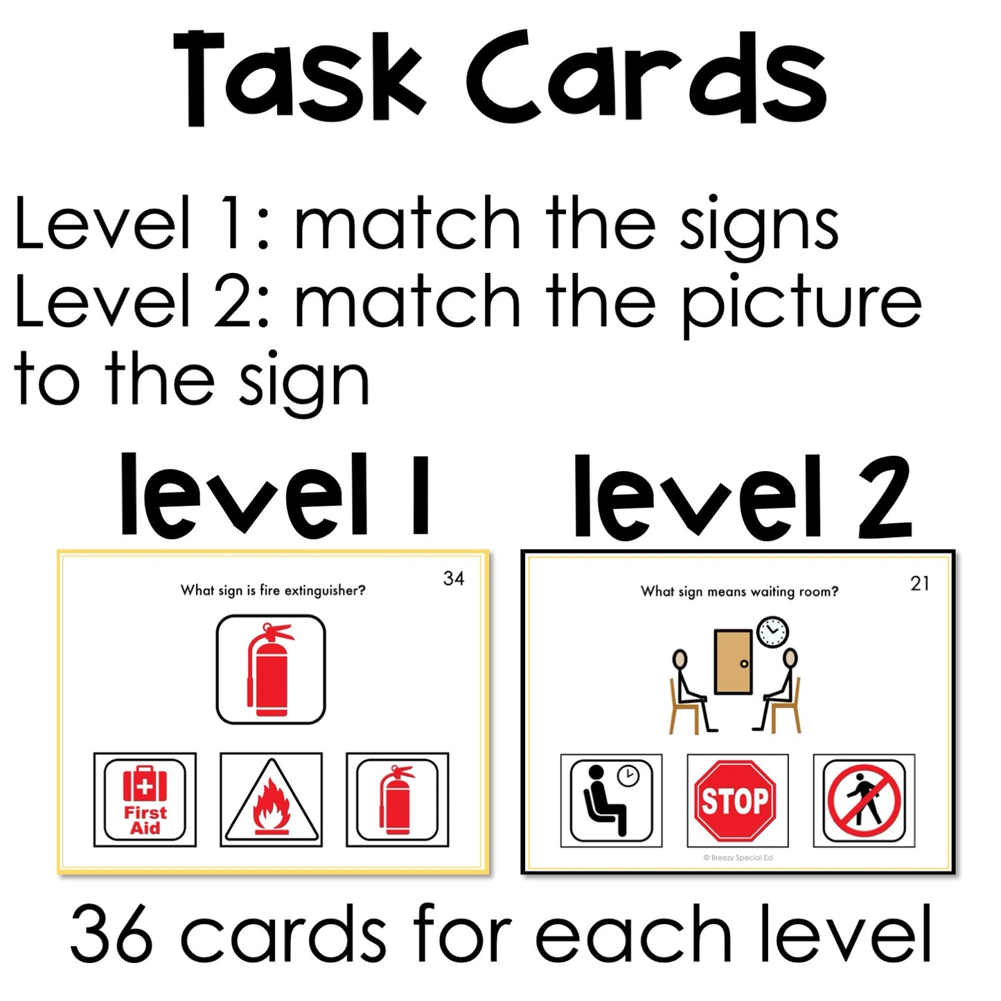 Community Signs - Task Cards for autism and special education