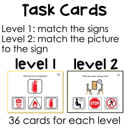 Community Signs - Task Cards for autism and special education
