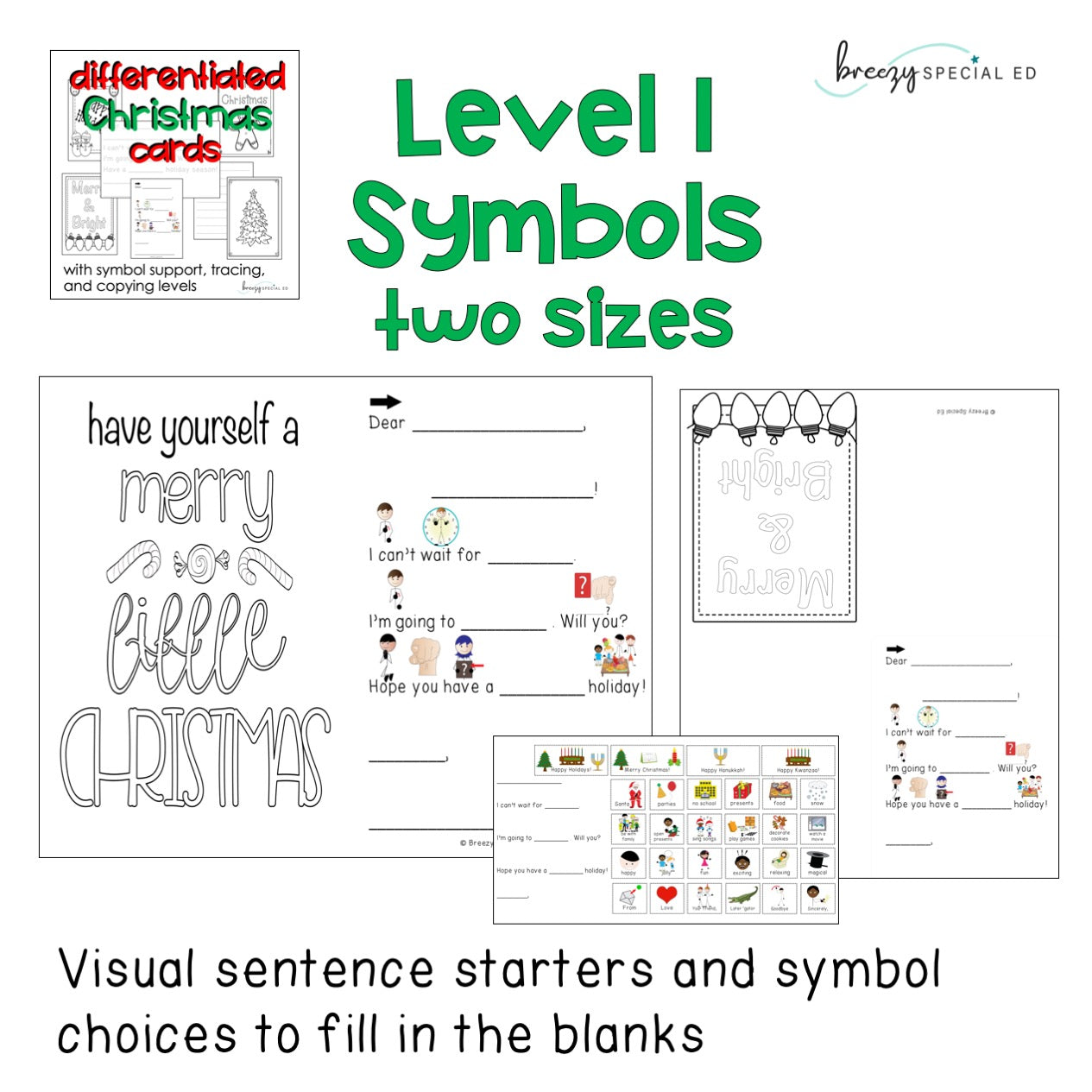 Christmas and Holiday Cards: Differentiated for ALL your Special Ed Students