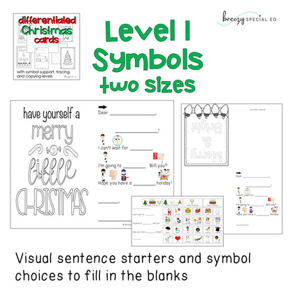 Christmas and Holiday Cards: Differentiated for ALL your Special Ed Students