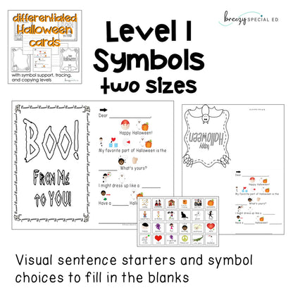 Halloween Cards: Differentiated for ALL your Students (special education)