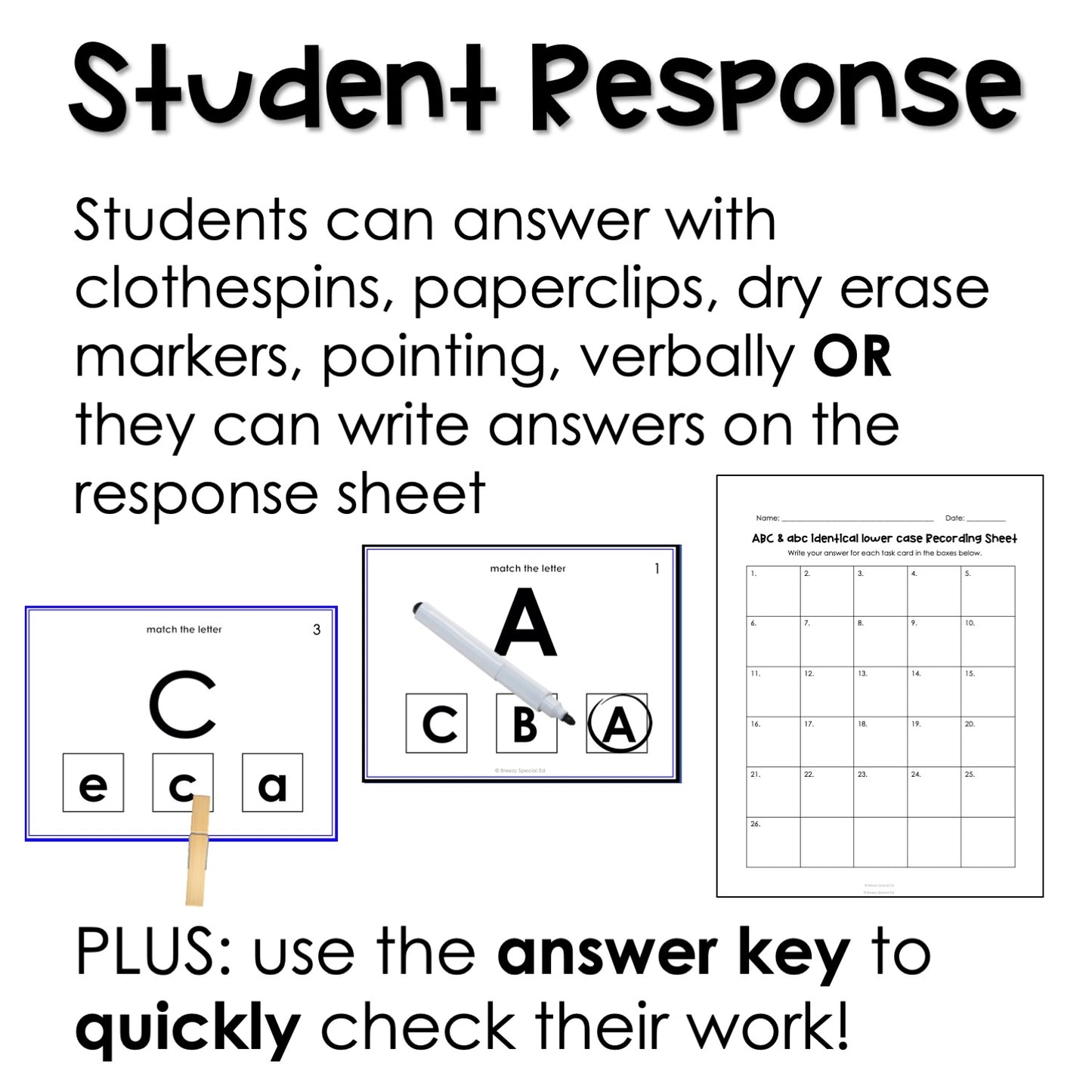 ABC & abc identical matching task cards for autism and special education