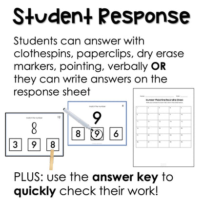 Number Matching task cards for autism and special education