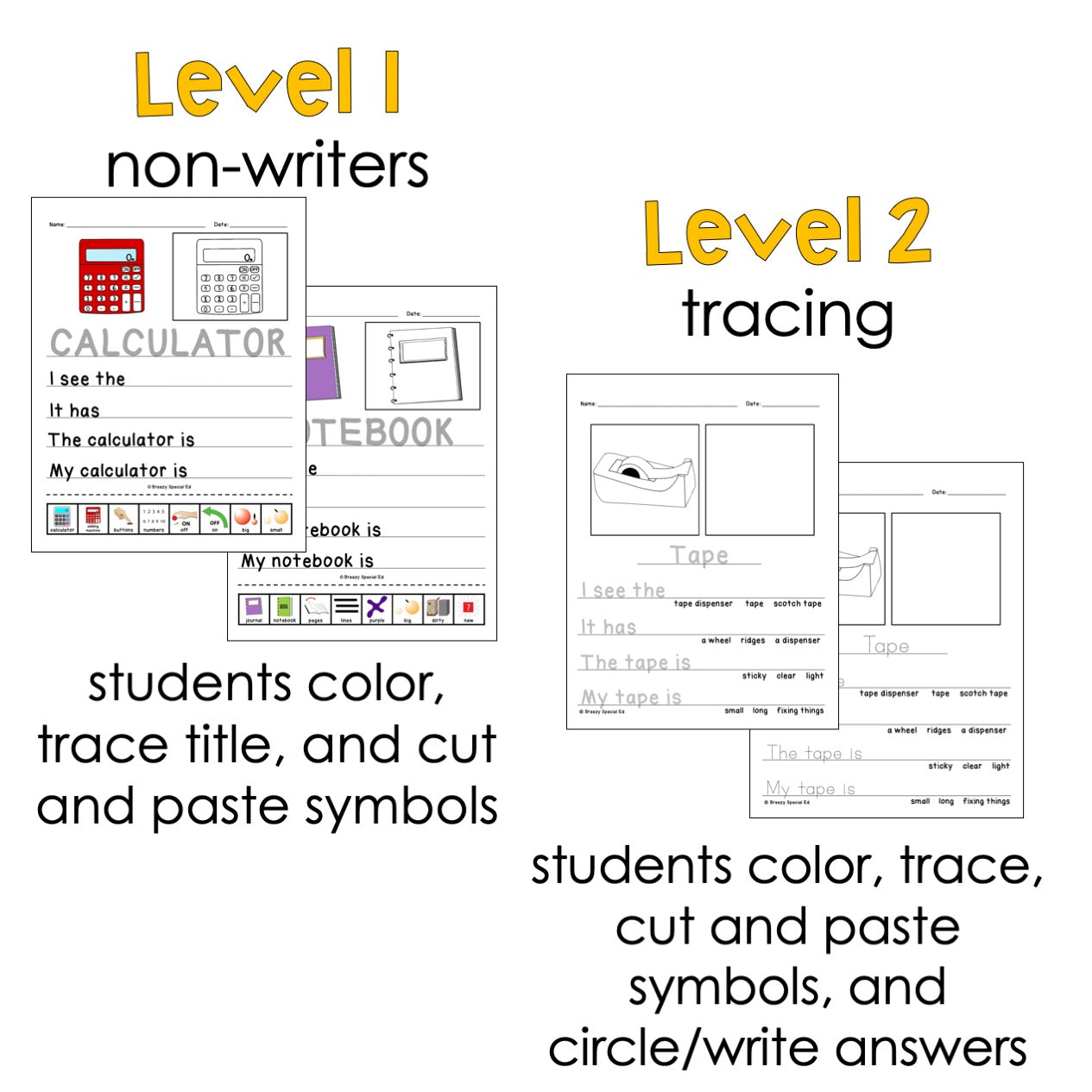 Back to School Errorless Writing Activities for Special Education and Autism