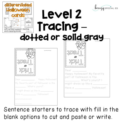Halloween Cards: Differentiated for ALL your Students (special education)