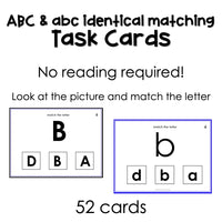 ABC & abc identical matching task cards for autism and special education