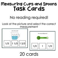 Measuring cups and spoons task cards for autism and special education