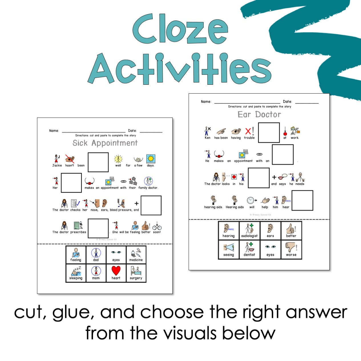 Doctor Visits and Therapies - Symbol Supported Picture Reading Comprehension