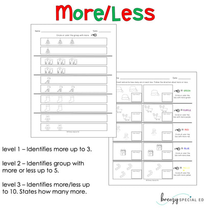 Christmas Differentiated Life Skill Math Pack (special education)