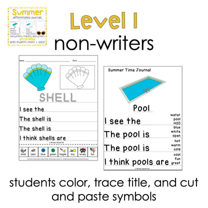 Summer Errorless Writing Journals for Autism and Special Education