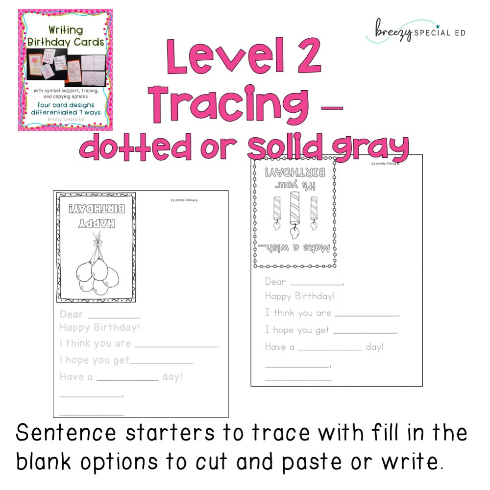 Write a Birthday Card Differentiated for ALL your Special Education Students