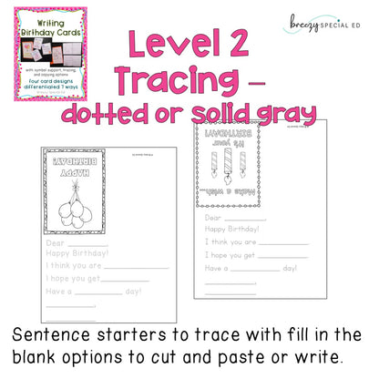 Write a Birthday Card Differentiated for ALL your Special Education Students